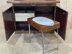 Meuble de toilette de cabine de bateau en acajou des années 30