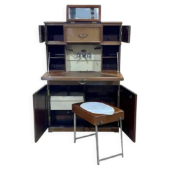 Meuble de toilette de cabine de bateau en acajou des années 30
