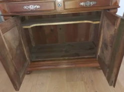 Meuble de toilette époque Empire en noyer massif et marbre blanc