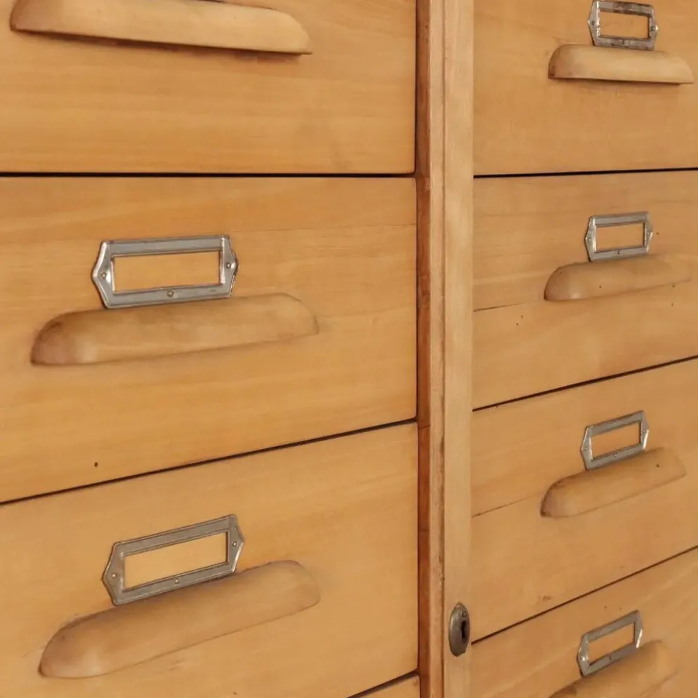 Meuble à dossiers vintage en bois, design Italie années 1950