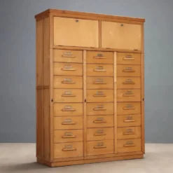 Meuble à dossiers vintage en bois, design Italie années 1950