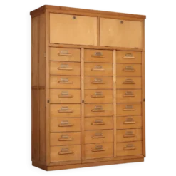Meuble à dossiers vintage en bois, design Italie années 1950