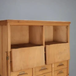 Meuble à dossiers vintage en bois, design Italie années 1950