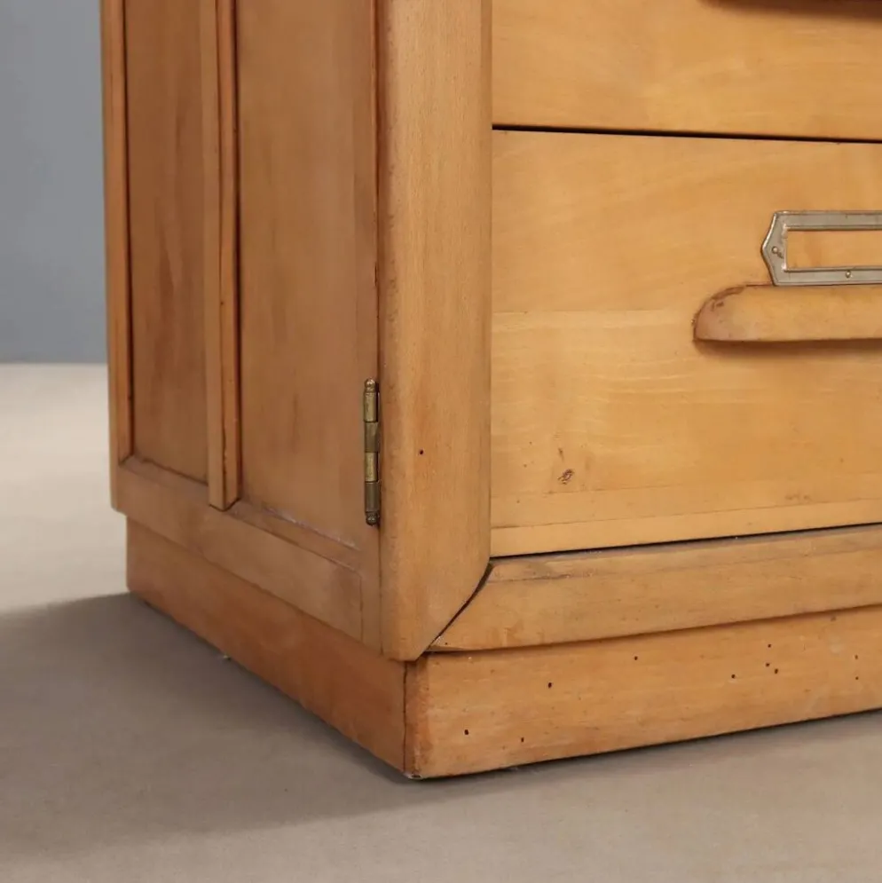 Meuble à dossiers vintage en bois, design Italie années 1950