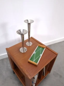 Meuble en teck LP sur roulettes, table d'appoint, table de nuit, meuble 2