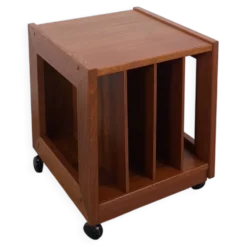 Meuble en teck LP sur roulettes, table d'appoint, table de nuit, meuble 2