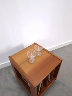 Meuble en teck LP sur roulettes, table d'appoint, table de nuit, armoire 1