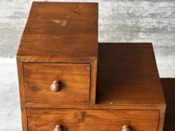 Meuble escalier Japonais Mid Century en bois massif