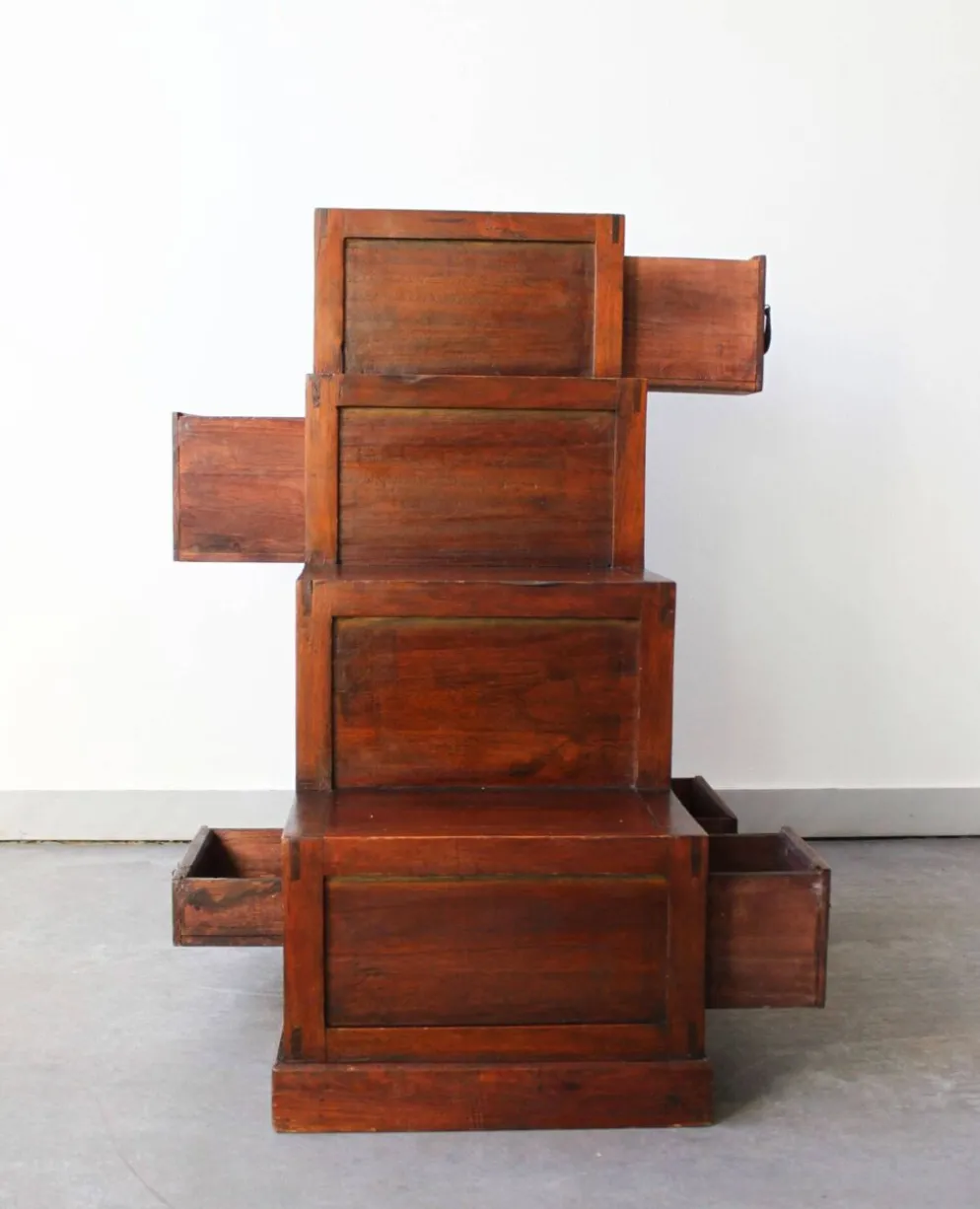 Meuble escaliers, en bois massif, mid century.