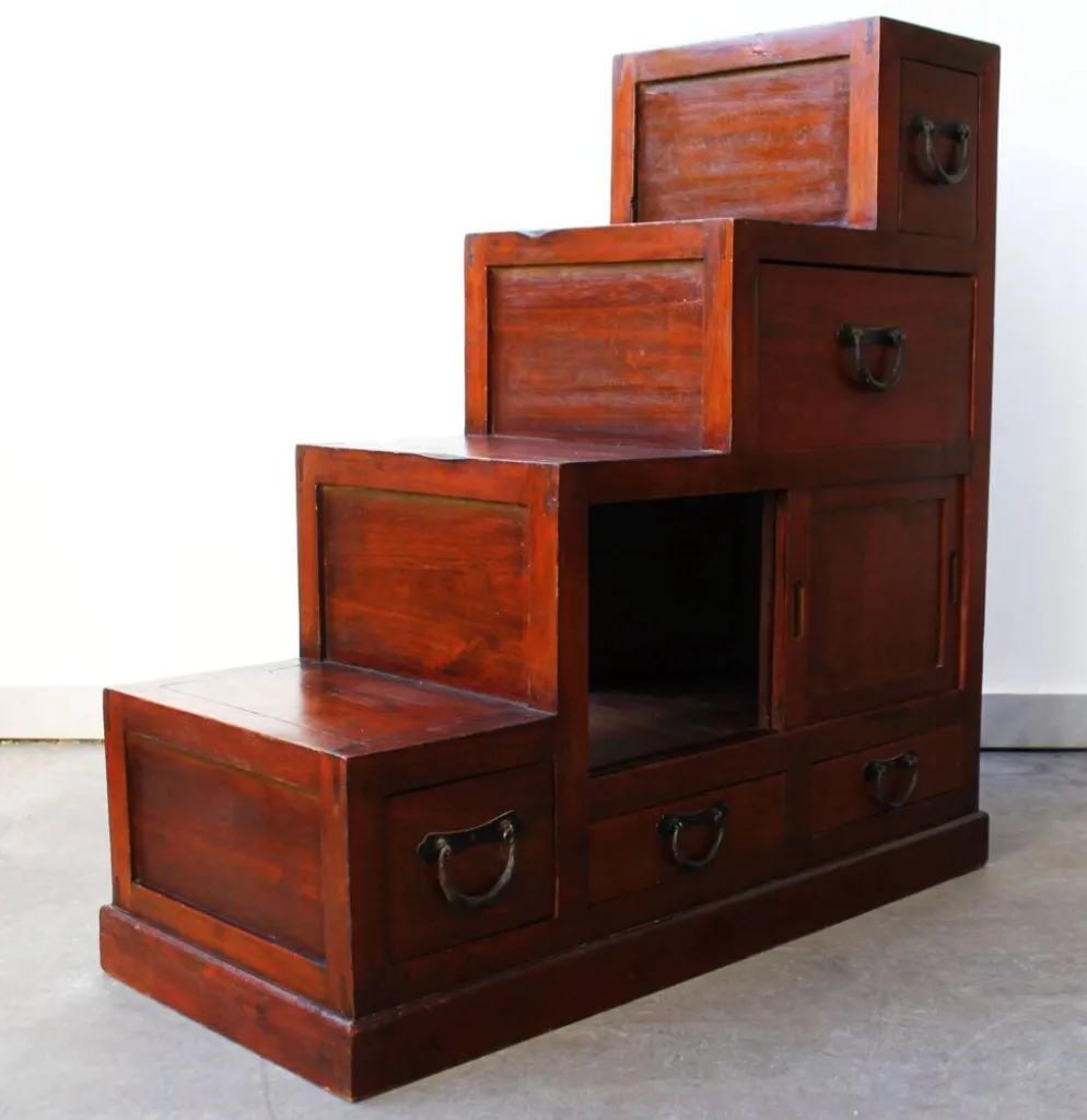 Meuble escaliers, en bois massif, mid century.