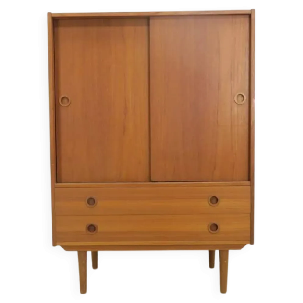 Meuble haut en teck avec portes coulissantes, années 1960