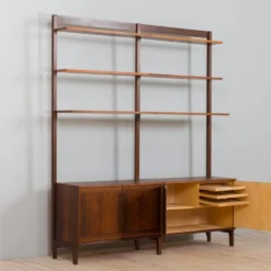 Meuble haut indépendant scandinave à deux baies en palissandre