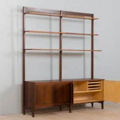 Meuble haut indépendant scandinave à deux baies en palissandre