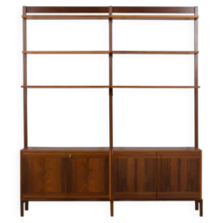 Meuble haut indépendant scandinave à deux baies en palissandre