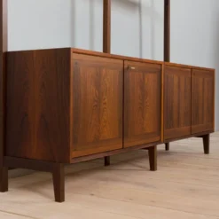 Meuble haut indépendant scandinave à deux baies en palissandre