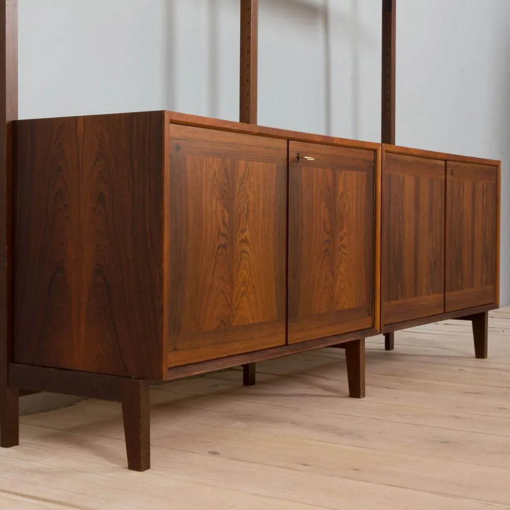 Meuble haut indépendant scandinave à deux baies en palissandre