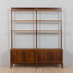 Meuble haut indépendant scandinave à deux baies en palissandre
