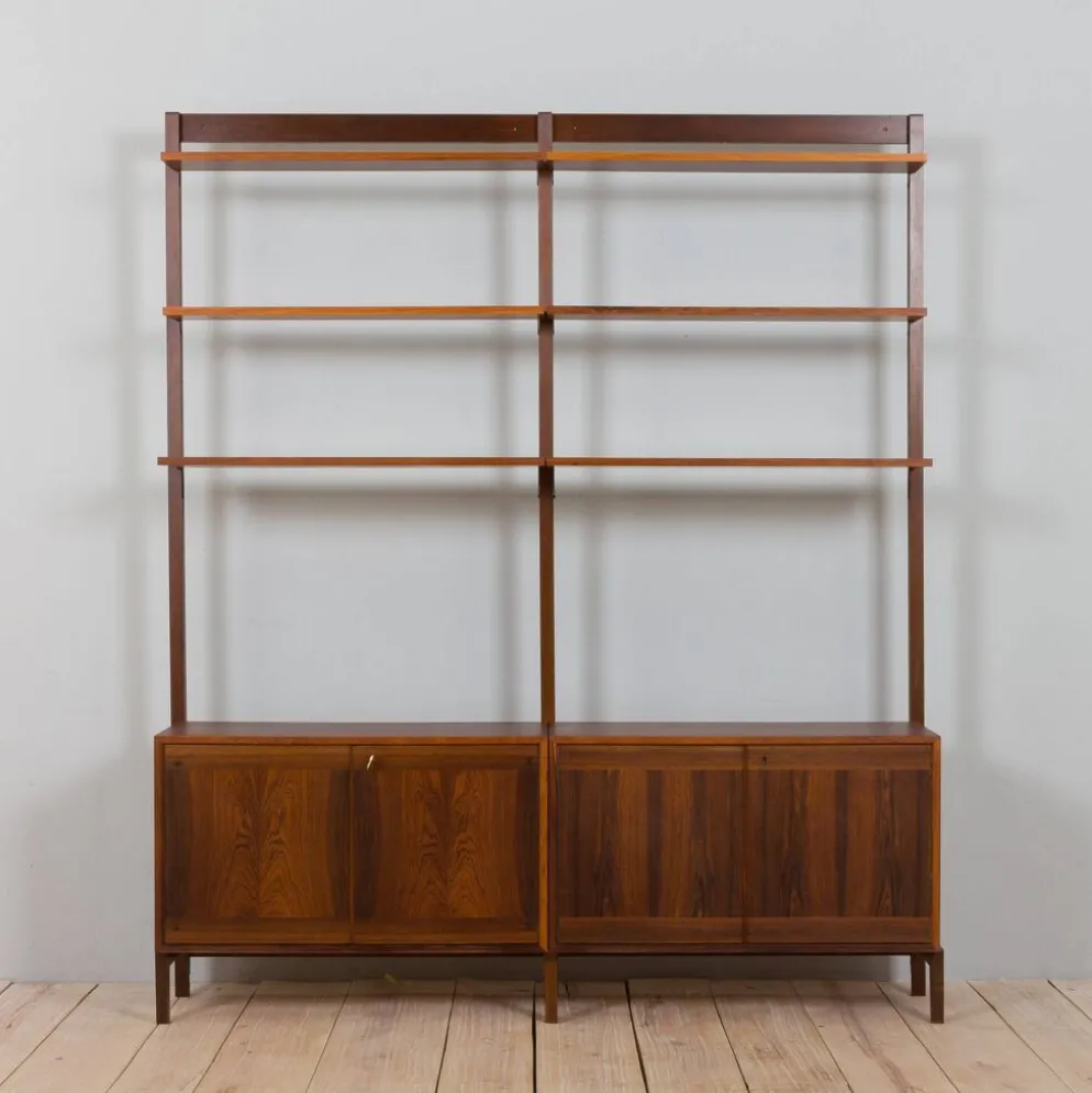 Meuble haut indépendant scandinave à deux baies en palissandre