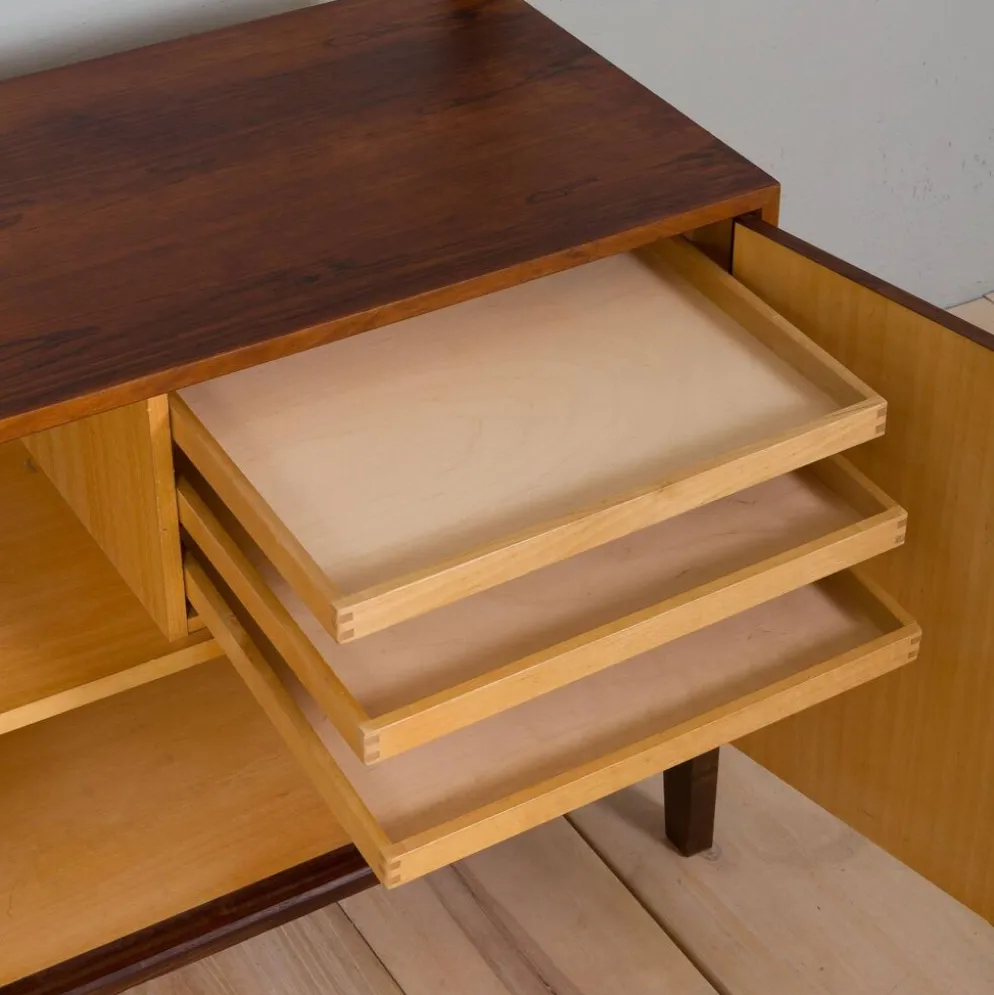 Meuble haut indépendant scandinave à deux baies en palissandre