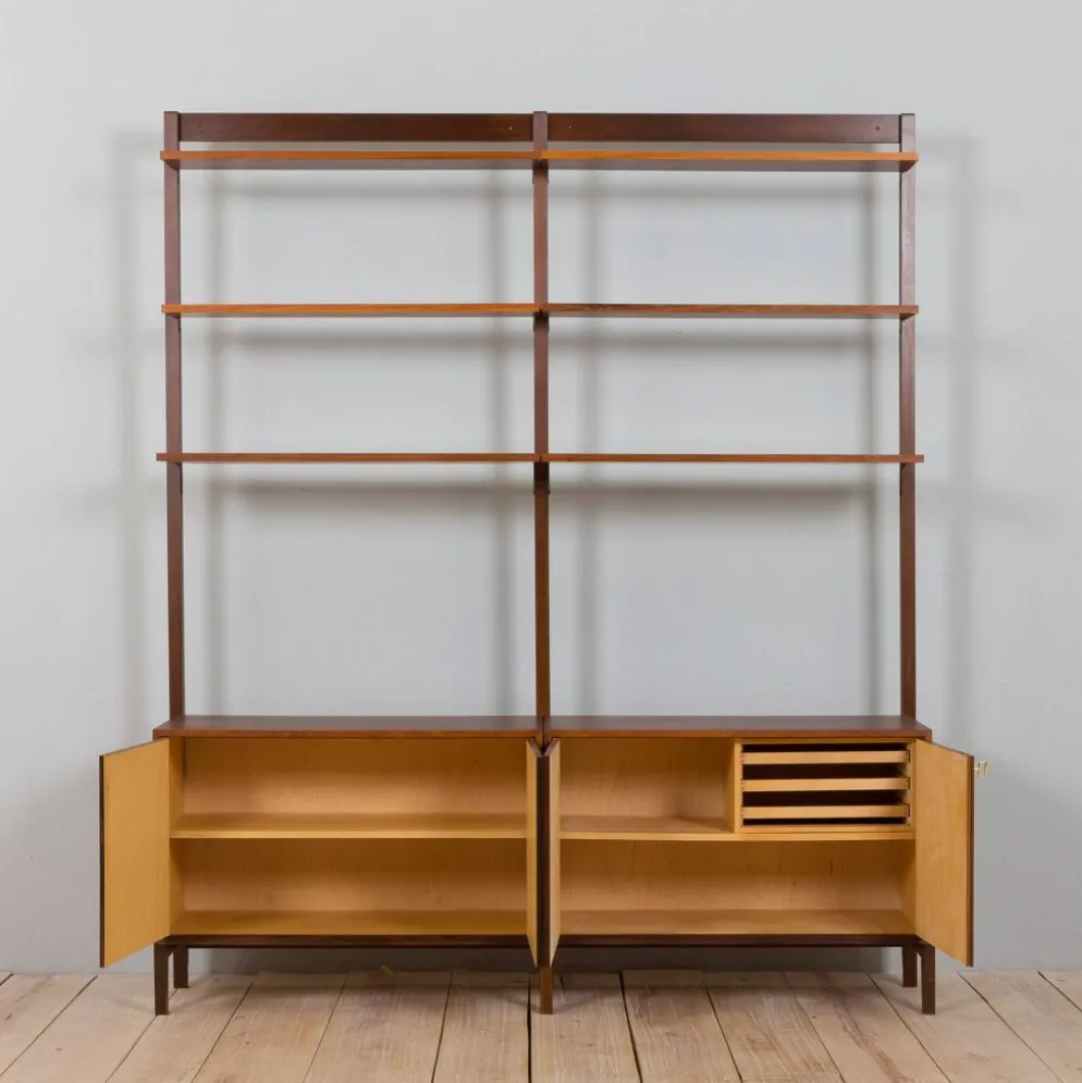 Meuble haut indépendant scandinave à deux baies en palissandre