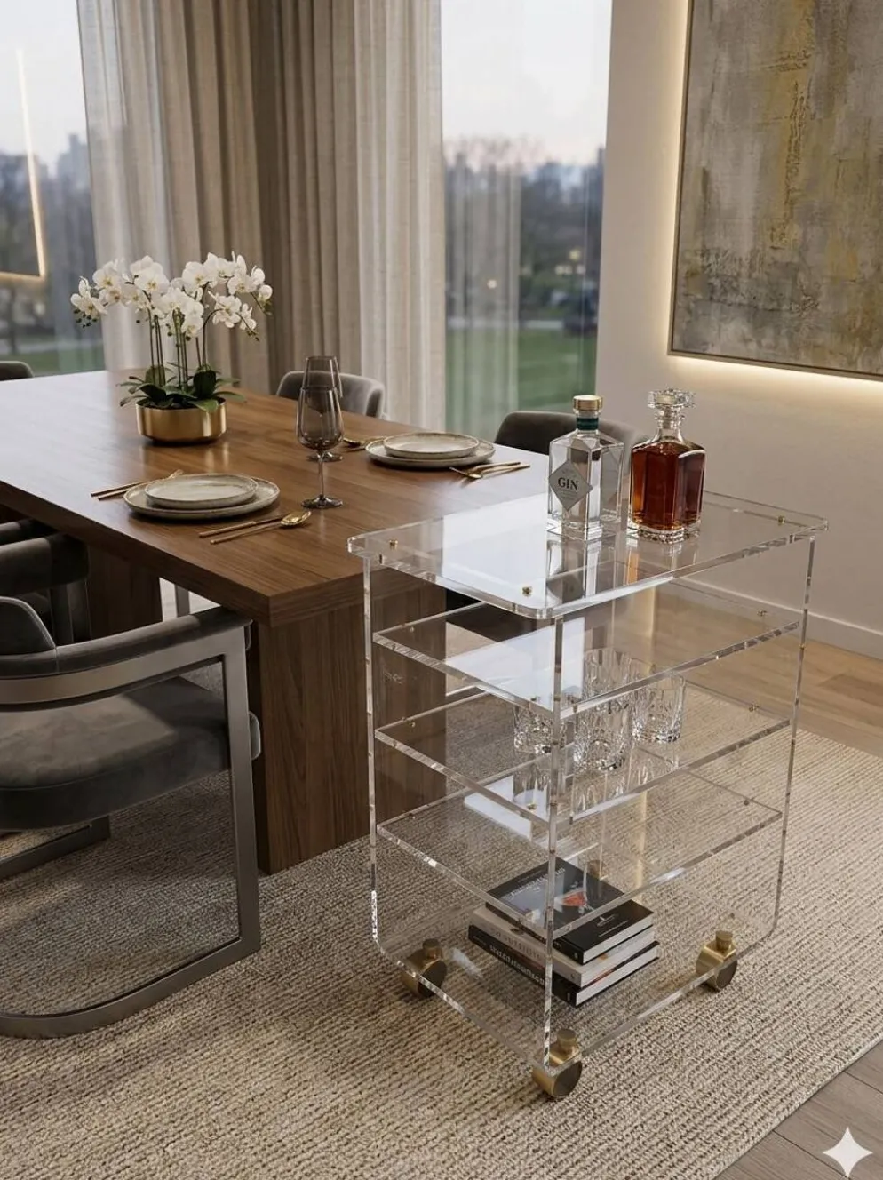 Meuble Hi-Fi en plexiglas des années 70