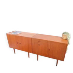 Meuble Hi-Fi vintage des années 1960, buffet en teck, style rétro.