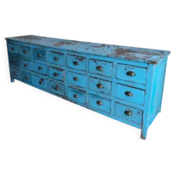 Meuble indien vintage en bois exotique, 21 tiroirs