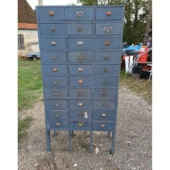 Meuble industriel bois 30 tiroirs
