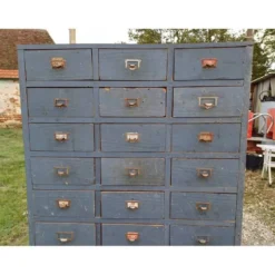 Meuble industriel bois 30 tiroirs