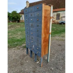 Meuble industriel bois 30 tiroirs