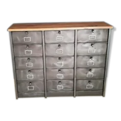 Meuble industriel 15 clapets Strafor métal bois