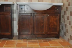 Meuble-lavabo vintage en bois de peuplier avec vasque, années 1960, lot de 2