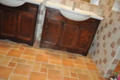 Meuble-lavabo vintage en bois de peuplier avec vasque, années 1960, lot de 2