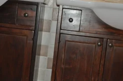 Meuble-lavabo vintage en bois de peuplier avec vasque, années 1960, lot de 2