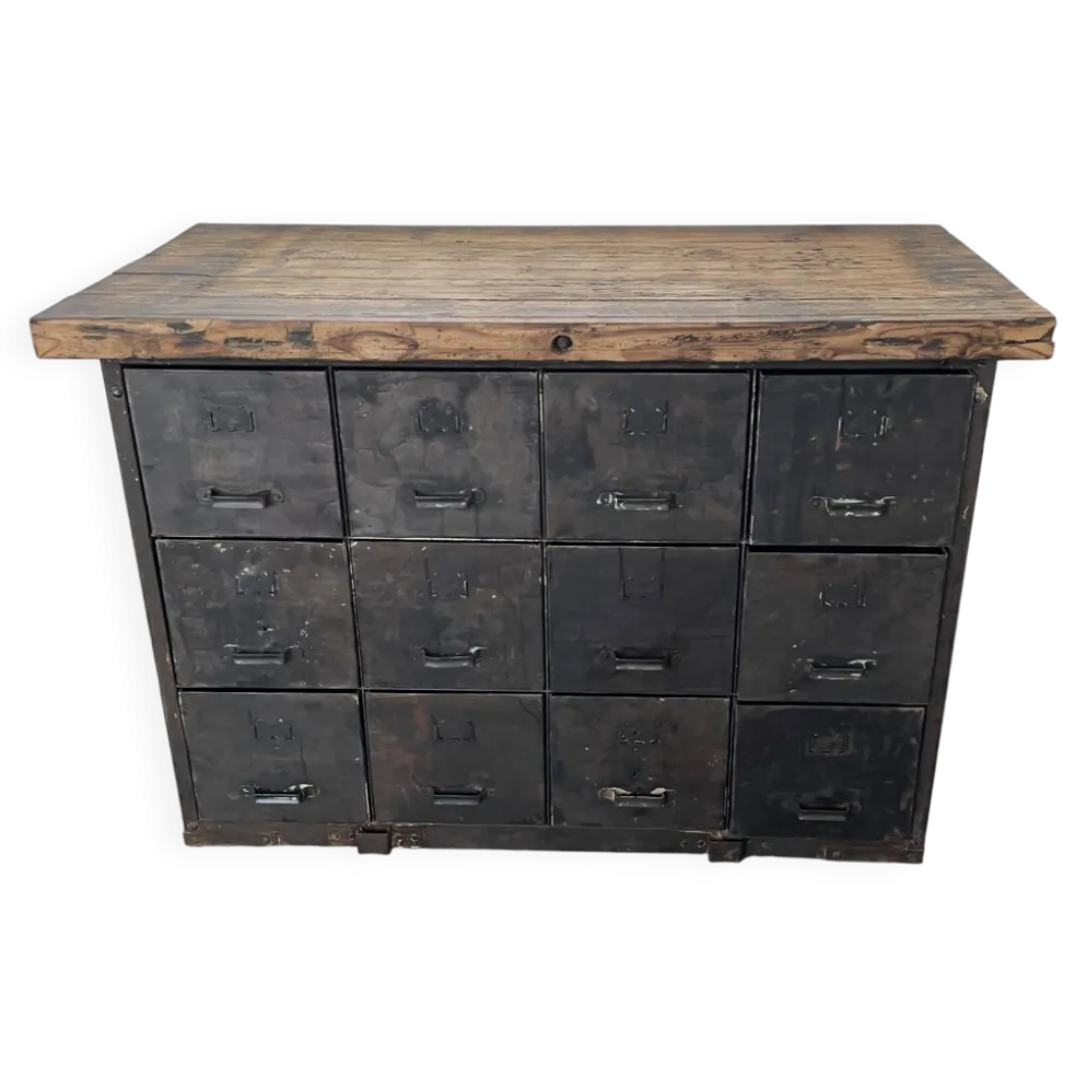 Meuble militaire 1945 12 tiroirs vintage industriel