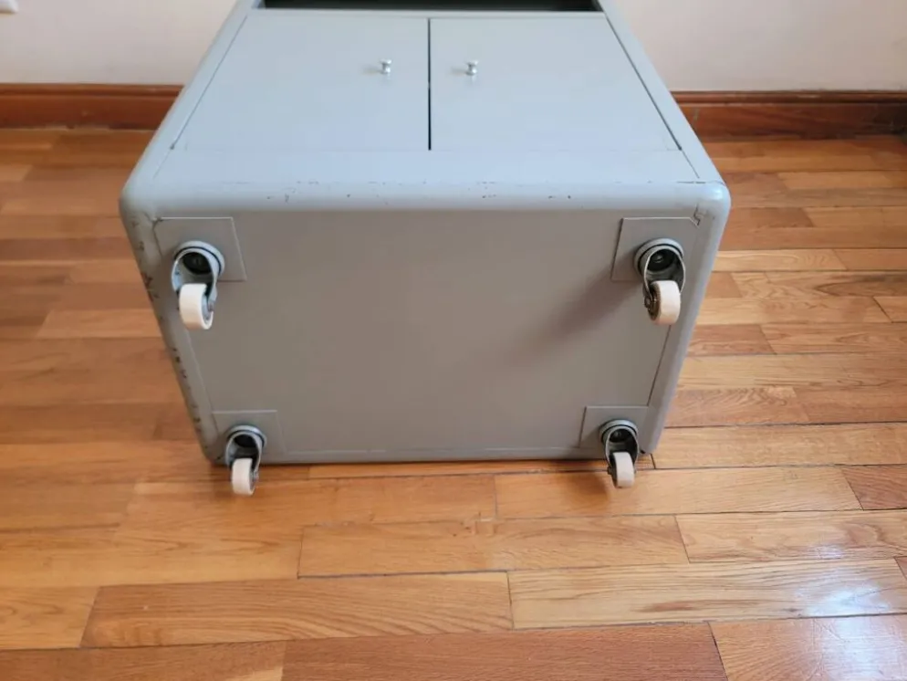 Meuble métallique vintage à roulettes SEEL, années 60