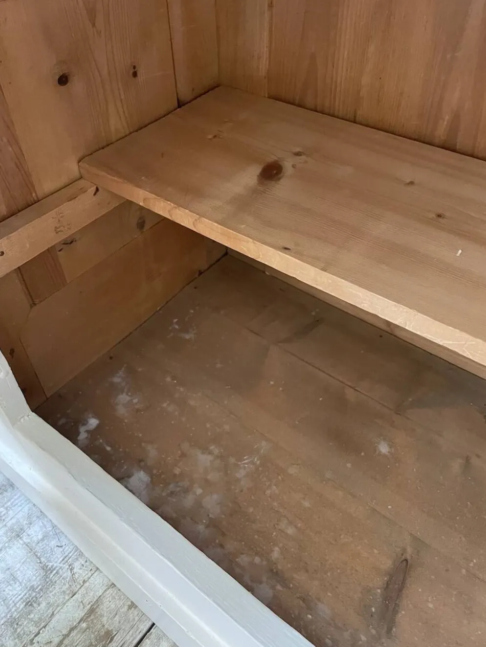 Meuble métier vitrine XL patine blanche