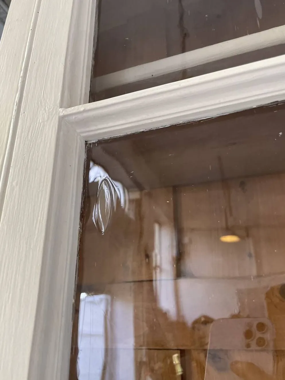 Meuble métier vitrine XL patine blanche