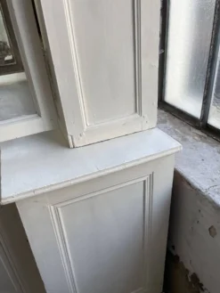Meuble métier vitrine XL patine blanche