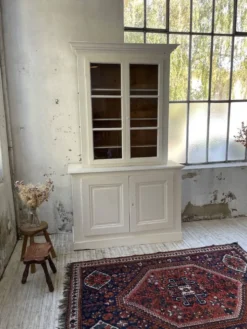 Meuble métier vitrine XL patine blanche
