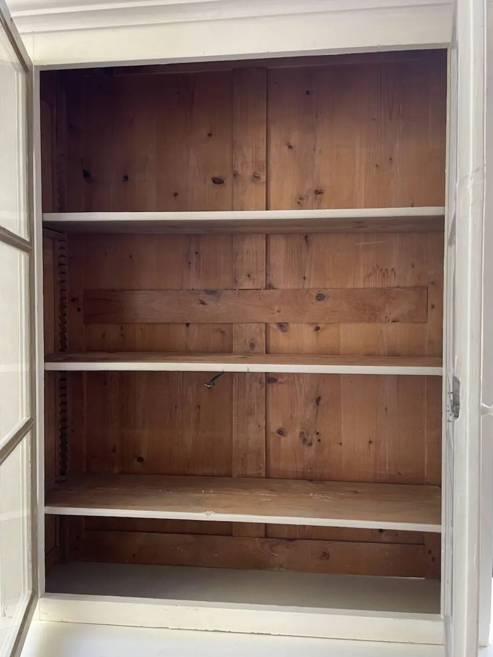 Meuble métier vitrine XL patine blanche