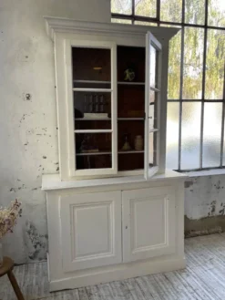 Meuble métier vitrine XL patine blanche