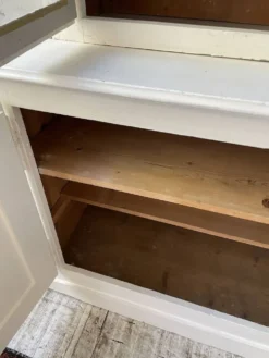 Meuble métier vitrine XL patine blanche