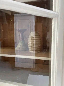 Meuble métier vitrine XL patine blanche
