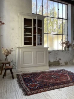 Meuble métier vitrine XL patine blanche