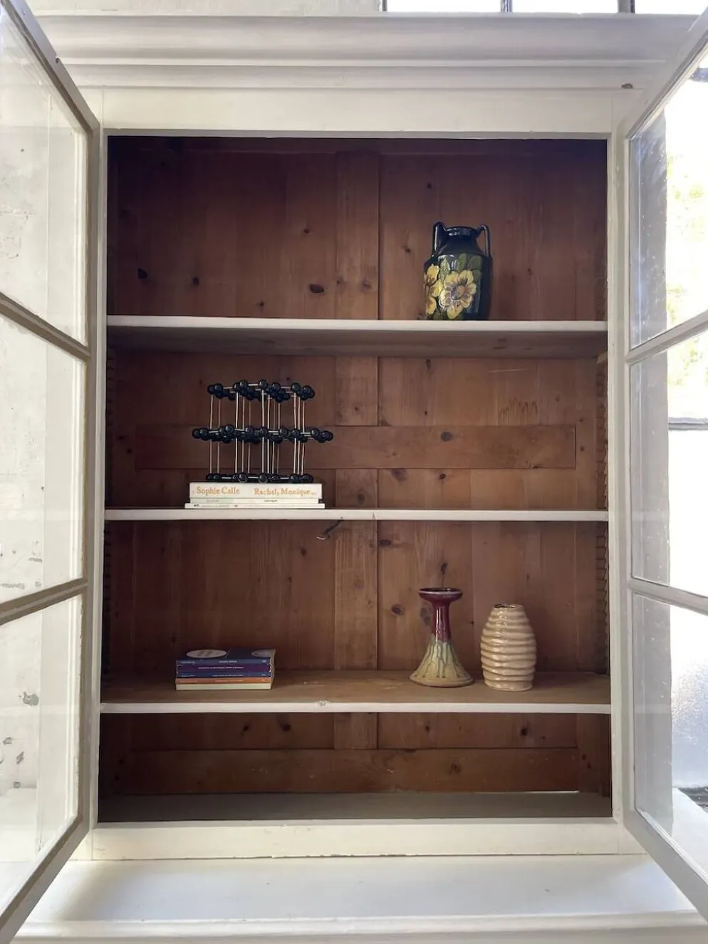Meuble métier vitrine XL patine blanche