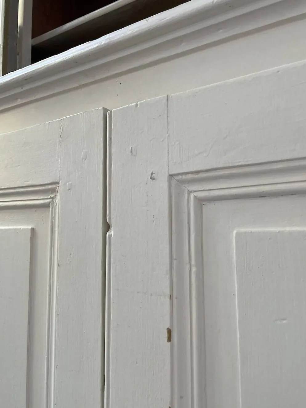 Meuble métier vitrine XL patine blanche