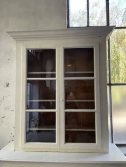 Meuble métier vitrine XL patine blanche