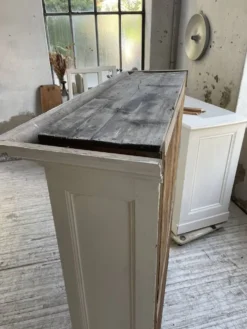 Meuble métier vitrine XL patine blanche