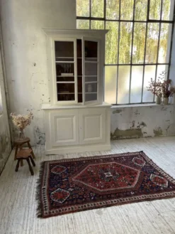 Meuble métier vitrine XL patine blanche
